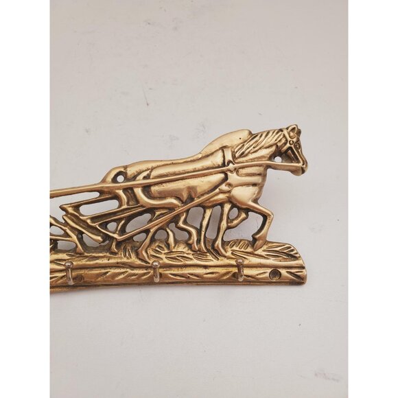 Vintage Brass Wall Key Holder Rack with five (5) Hooks | Mid Century Modern | - Picture 7 of 10